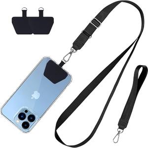 CACOE Phone Lanyard 1 Pc Adjustable Neck Strap,1 Pc Patches, Universal Crossbody Multifunctional Patch Cell Phone Lanyards Compatible with Most Smartphones(Black) Pink Patch