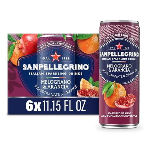 Sanpellegrino Italian Sparkling Drink Melograno and Arancia, Sparkling Orange and Pomegranate Beverage, 11.15 Fl Oz Can, Best By 04.2026