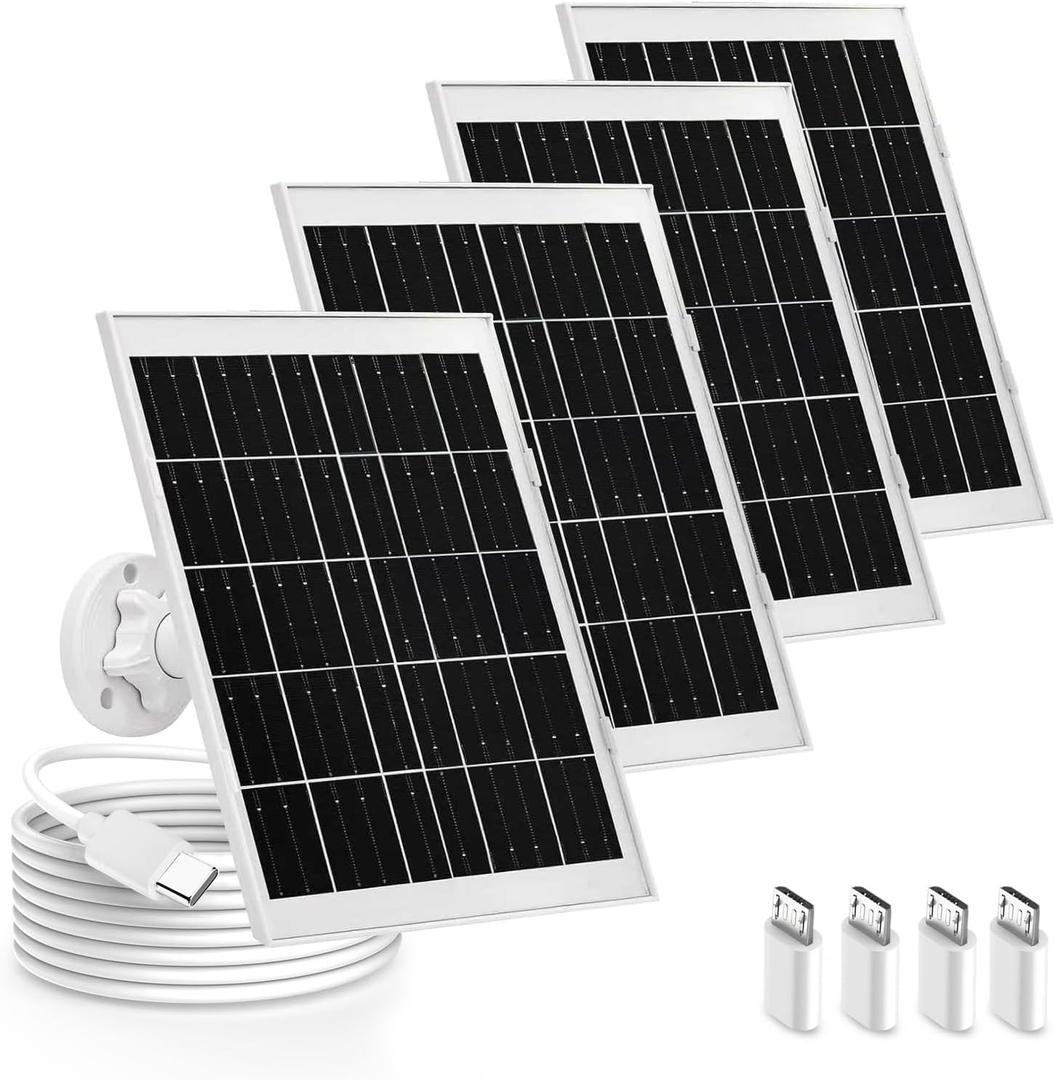 4 Pack 8W Solar Panel Charger Compatible with Arlo Essential Solar Panel Charger (2nd Generation, Arlo Essential Outdoor Camera & Essential Outdoor XL Camera 2nd Generation VMA6600Pro 2K 6th Gen 2025