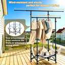 Portable Foldable Clothes Drying Rack - Adjustable Double Extendable Rods (33.1” to 56.7”) -Portable Coat Rack for Travel, Camping, Drying, RV, Indoor, Outdoor, Easy Assemble (Black), 55CM x 55CM x 155CM