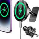 Coolpow for Magsafe Car Mount Charger100% Stable 15W Magsafe Car Charger Magnetic Phone Holders for Your Car Accessories for Women Men Gifts for Mothers Day Wireless Car Charger for iPhone 17 16 15 (Black)