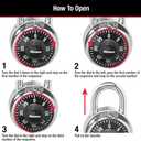 Master Lock Black Gym Locker Lock Combination Padlock, Indoor Combo Lock with Preset 3-Digit Code for Cabinets, Storage, 2 Pack, 1500T