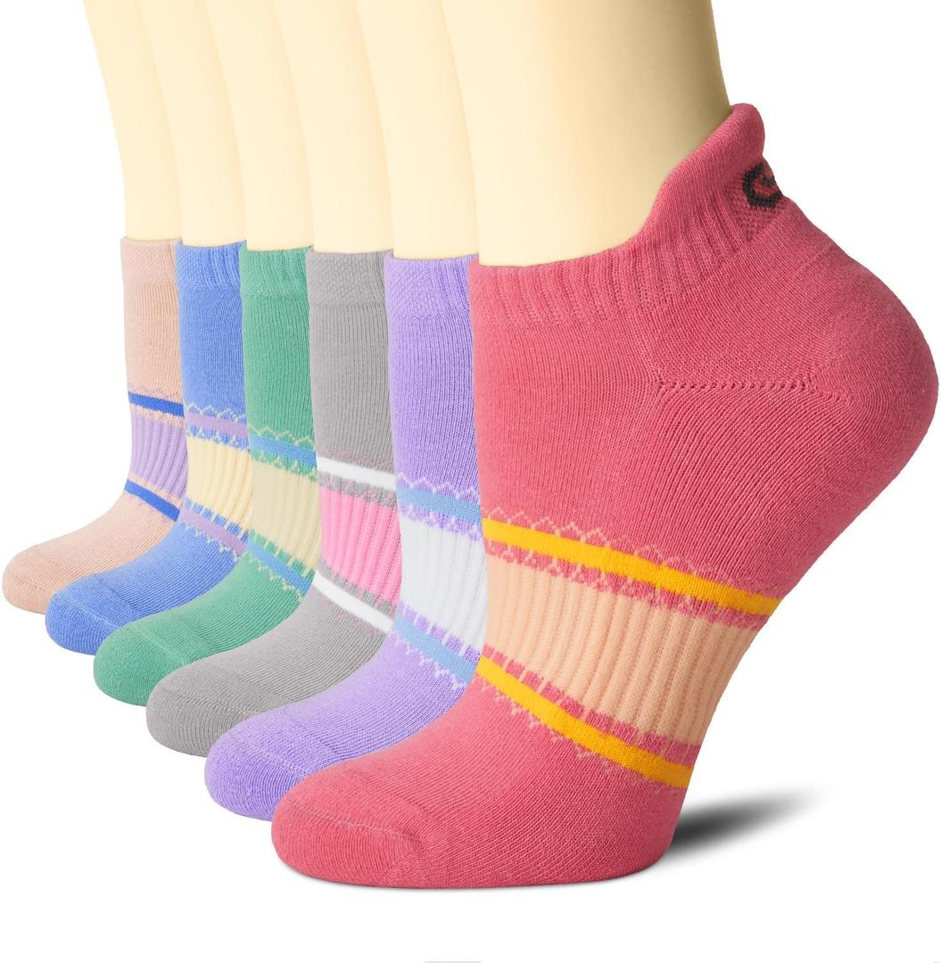 CS CELERSPORT 6 Pairs Ankle Athletic Running Socks Low Cut Sports Tab Socks for Men and Women Medium, Multicolor