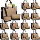 Paterr 36 Pcs Burlap Tote Bags Bulk Jute Tote Bag and Cosmetic Bag Set Burlap Gift for Women Beach Bridesmaid Shopping Travel DIY (Brown)