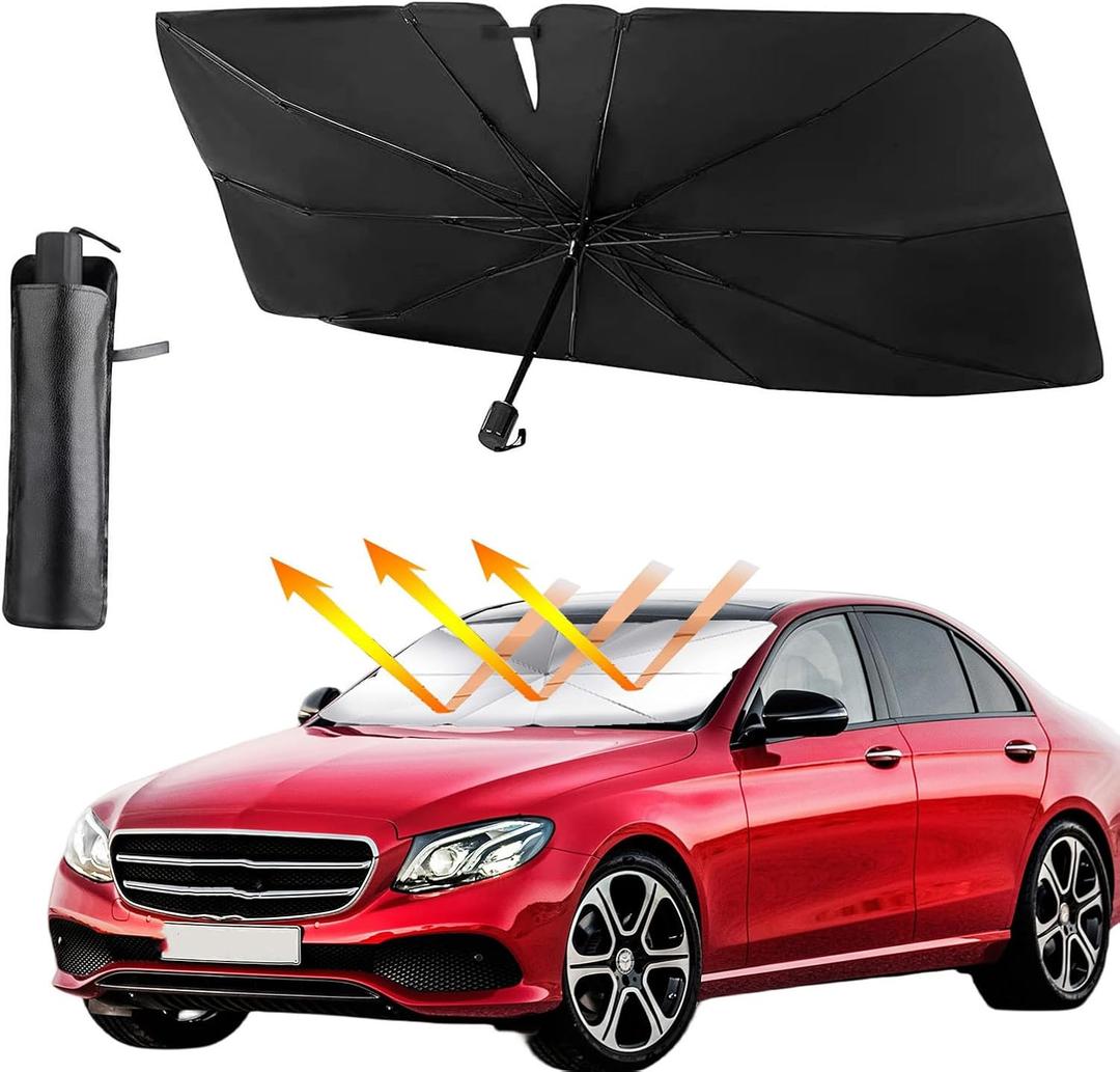 Car Windshield Sunshade Umbrella, 55"X31.5" Foldable Umbrella Sunshades for Car Front Windshield Universal for Most Cars, SUV (Open Design)