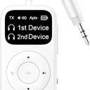 Airplane Bluetooth 5.3 Adapter, Bluetooth Transmitter for Headphones with aptX Low Latency, Dual Link, 3.5mm Audio Wireless Transceiver Perfect for Airline, Flights, Aeroplane, Travel, TV