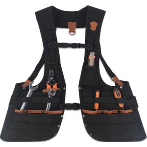 WELKINLAND Top-G Construction Leather tool vest, Electrician Tool Vest (Black)