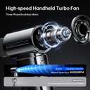 JISULIFE Portable Handheld Fan, Turbo Power High Speed Air [22H Max Cooling Time], 5 Gear Wind, 5000mAh Rechargeable, Mini Pocket Design, Personal Fan for Travel Concerts Camping Makeup - Chrome