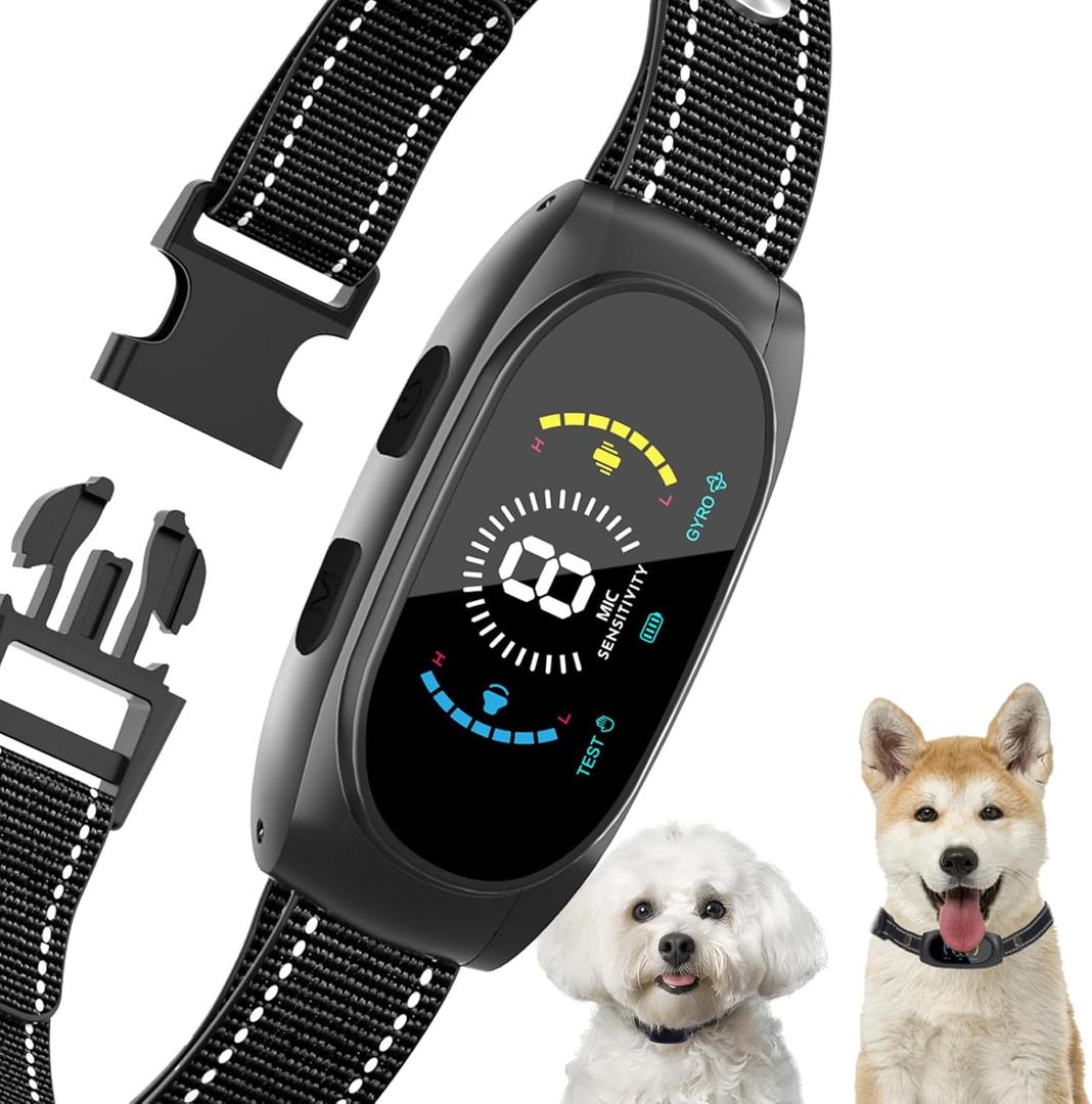 Smart Auto Dog Bark Collar, No Shock Anti Barking Collar for Small Medium Dogs 8-50lbs, Rechargeable & Waterproof Barking Control Device with Beep Vibration Mode & 8 Sensitivities