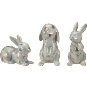Thyle 3 Pcs Easter Bunny Figurines Distressed Terracotta Rabbit Figures Vintage Resin Easter Bunnies Statue Farmhouse Table Decor for Home Spring Party