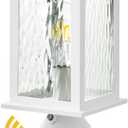 VIANIS Dusk to Dawn Outdoor Post Lights with Pier Mount Base, Modern White Exterior Lamp Post Light Fixture, Anti-Rust Aluminum Light Posts for Outside with Water Ripple Tempered Glass(Hardwired 120V) (Standard Size)