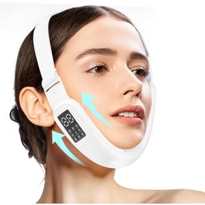 Electric Double Chin Device and V-Face Machine with 8 Modes and 15 Gear Adjustable Intensities - Intelligent Double Chin Machine for V-face (Glossy White)