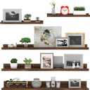 Giftgarden 36 Inch Large Floating Shelves for Wall Set of 5, Rustic Wood Wall Shelves for Bathroom, Bedroom, Kitchen, Living Room Storage and Decoration, Brown Picture Ledge