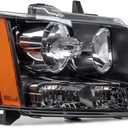2pcs Set Headlight Assembly Headlamp Replacement for 2007-2014 Chevrolet Suburban Tahoe Avalanche Black Housing Amber Corner Left and Right GM2502263 GM2503263