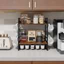 Coffee Bar Organizer, 3 Tier Coffee Station Organizer for Countertop, Mug Cup Holder Stand with 12 Hooks, with K Cup Storage Drawer, Tea Organizers Accessories for Home Office