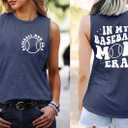 Baseball Mom Shirt Tank Tops Baseball Love Graphic Tee Shirts Women Summer Casual Loose Sleeveless Shirt (Blue, XL)