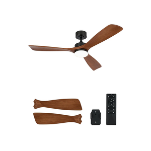 VONLUCE Ceiling Fans with Lights, 52 Inch Ceiling Fan and Remote, 6 Speed Reversible Noiseless DC Motor, 3CCT, Wood Ceiling Fan for Outdoor Indoor Farmhouse Patios, Walnut