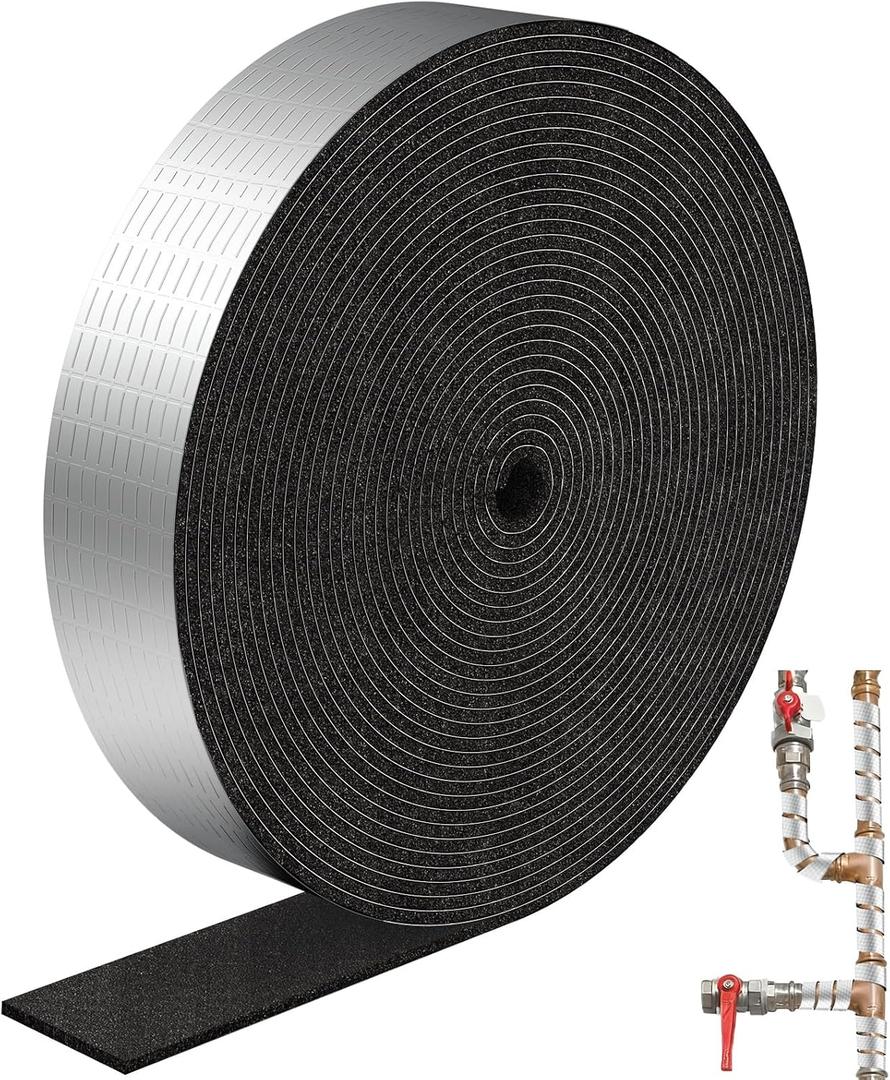 Pipe Insulation Wrap 2" Wide X 32.8 Ft , Outdoor Pipe Foam Insulation Tape Self Adhesive for Winter Freeze Protection Insulation Wrap(1 Roll)
