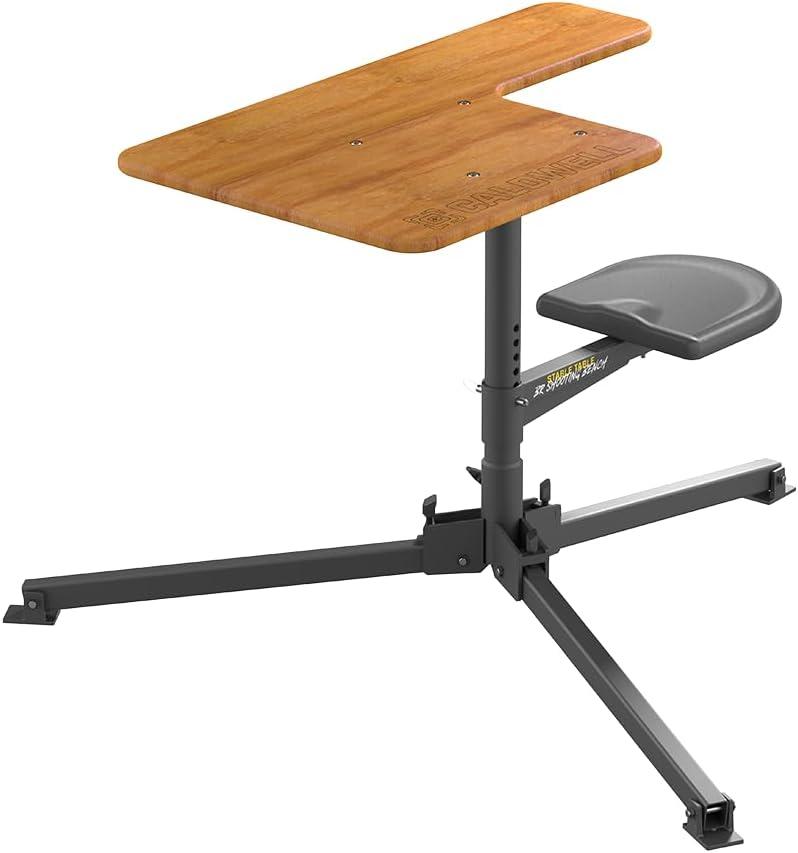 Caldwell Stable Table BR Shooting Bench with 360 Rotation, Leveling Legs, All-Weather Seat for Shooting, Target Practice, Shooting Sports