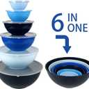 BoxedHome BPA Free Plastic Round Mixing Bowl with Lids, 12 Pack Nesting Bowls with Lids Set, Microwave and Dishwasher Safe Prep & Serving Bowls Great for Mixing, Baking, Serving (Blue, 12pcs), 0.32QT, 0.74QT, 1.37QT, 2.22QT, 3.69QT, 5.8QT