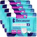 Because Overnight Absorbency Pull Ups - Adult Disposable Incontinence Underwear, Extra Absorbent Nighttime Briefs for Men and Women, White, Small/Medium, 80 Count (4 Packs of 20)