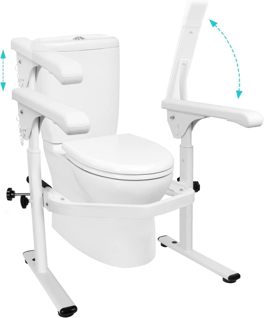 Toilet Safety Rails for Elderly (520 lbs), Toilet Rails for Elderly Free Standing Adjustable Height Width, Heavy Duty Toilet Safety Frame with Arms, Handicap Toilet Seat for Christmas