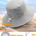 FURTALK Baby Sun Hat Smile Face Toddler Boys Girls Bucket Hat 0-5 Years Kids UPF 50+ Sun Protection Summer Hats (0-6 Months, Gray+green)