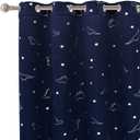 LORDTEX Dinosaur and Star Foil Print Blackout Curtains for Kids Room - Thermal Insulated Curtains Noise Reducing Window Drapes for Boys and Girls Bedroom, 52 x 63 Inch, Navy, Set of 2 Panels