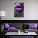 DOARTDO Purple Canvas Wall Art for Girls Bedroom Prints African American Wall Decor Purple Black and White Pictures for Lady Women Makeup Room Home Decor Framed (12.00" x 18.00")