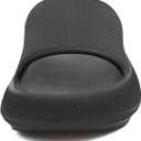 Cloud Slides for Women Pillow Slides Shower Shoes Cloud Recovery Slide Sandals Cushion Thick Sole Pillow Slippers Comfort Indoor and Outdoor Slide (Black)