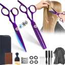 Japanese 6Cr13 Stainless Steel Hair Cutting Scissors Kit, 6 21-Pcs Barber Scissors Set with Thinning Shears, Sharp No-Pull Blades for Barbers, Cosmetology Students & Home Use