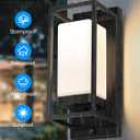 RAYVO Modern Outdoor Wall Light with Dusk to Dawn Sensor, Waterproof Exterior Light Fixture with E26 Base, 3000K LED Bulb Included, Black Metal Frame Outdoor Sconce Lights for Porch Garage Entryway