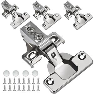 BESTEEL 4 Pack 1/2 inch Overlay Soft Close Cabinet Door Hinges for Kitchen Cabinet Hinge, 100 Degree Opening Angel, Stainless Concealed Kitchen Cabinets Hinge Self Closing with Mounting Screws &Manual