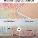 KICHOWUA Thick Area Rug 5x7 Rainbow Fluffy Shag for Girls Bedroom,Ultra Soft Unicorn Plush Fuzzy Washable Thickened Non-Slip Carpet, Pastel Furry Shaggy Rug for Living Room Kids Boys Nursery Dorm