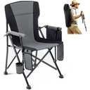 Camping Chairs, Portable Heated Folding Chairs for Outdoor Sports, Heavy Duty Lawn Chairs for Adults Support 400lbs, Heated Camp Chair with Cup Holder,Grey(2 Battery Pack Required)