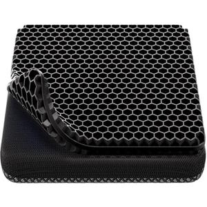 Gel Seat Cushion, Cooling (Super Large & Thick), Breathable Honeycomb Design Absorbs Pressure Points, Gel Cushion for Office Chair, Home Car seat Cushion for Wheelchair, Black 