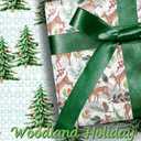 BIOBROWN Reversible Christmas Wrapping Paper - 17 Inch X 33 Feet (46.7 sq. ft. ttl.) - Doe Floral and Tree Design Perfect for Xmas, Party, Holiday Gift Wrap (1 roll (Pack of 1))