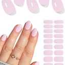 UV Gel Nail Stickers, Pink 20pcs Semi Cured Gel Nail Strips, Wraps for Home Manicure DIY
