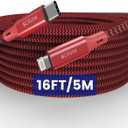 Extra Long iPhone Charger Cord 16Ft, SCRUAK [MFi Certified] 16 Ft USB C to Lightning Cable Fast Charging Nylon Braided iPhone Charger Cable for iPhone 14/14 Pro/14 Pro Max/13/12, iPad, AirPods...(Red)