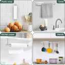 Paper Towel Holder, Self Adhesive or Drilling Paper Towel Holder Under Cabinet for Kitchen, Bathroom, Sink, Pantry, Fridge, Stainless Steel Paper Towel Roll Rack (Silver)