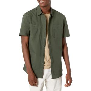 Amazon Essentials Men's Regular-Fit Short-Sleeve Button-Down Chambray Shirt (XX-Large, Olive)