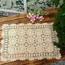 Cotton Handmade Crochet lace Table Runners Rectangular Tablecloth Doilies Doily Table Dresser Scarf Dcor,19x23Inch,Beige