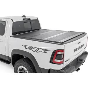 Rough Country Hard Low Profile Tri-Fold Tonneau Cover for Ram 1500 (2019-2026) & 1500 TRX (2021-2024) Flush Mount Aluminum Bed Cover