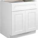 Brookings Shaker Unassembled Sink Base Kitchen Cabinet SB30, 30 W x 24 D x 34.5 H, Painted White with Sherwin Williams, Solid Wood  Design House, 561472
