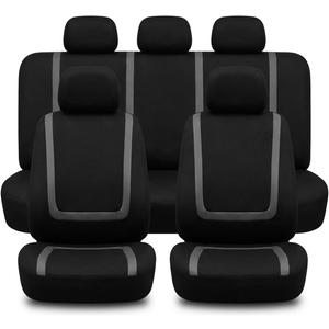 9PCS Car Seat Covers Full Set, Breathable Comfort Auto Front & Rear Seat Split Protector with Headrest Cover, All-Season Vehicle Seats Decoration Accessories for Sedan, Truck, SUV (Gray)