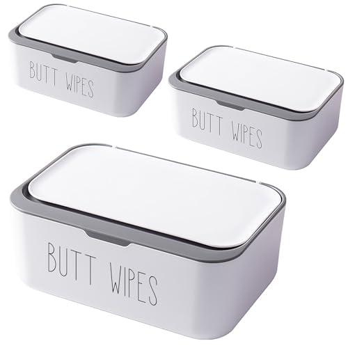 illikkuyax 3 Pack Flushable Butt Wipes Dispenser for Bathroom Toilet Wipes Container for Baby Adult, Chic Nursery Bathroom Decor, 7.48"L x 5.12"W x 2.95"H little broken