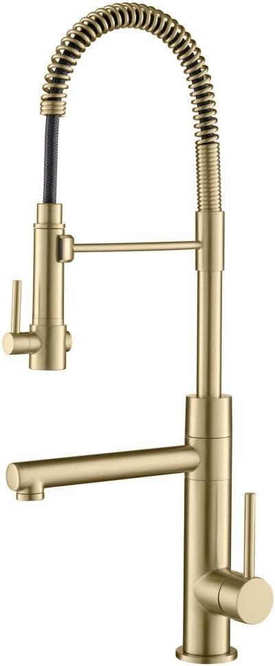 KRAUS Artec Pro (1 st Gen) Commercial Style Pre-Rinse Single Handle Kitchen Faucet (No Pull Down) with Pot Filler in Brushed Gold, KPF-1603BG (Pack of 1) (Brushed Gold)