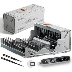 180 in 1 Electric Screwdriver Set, Power Screwdriver, Precision Screwdriver Set, 3 Torque Modes with 162 Magnetic Precision Bits, Screwdriver it for Phone Camera Computer Watch Laptop Drones (sliver-off)