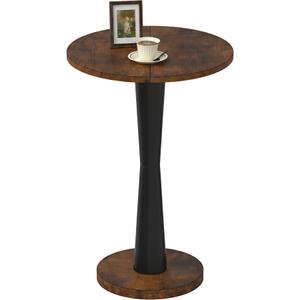 LAATOOREE Round Side Tables Set of 2, Pedestal Drink Tables, Accent End Tables, 15" Large Tabletop, Solid Wood Leg for Small Space, Living Room, Bedroom, Corner (2, Rustic Brown+ Black)