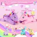 gnomantic 5 Pieces Unicorn Stuffed Animals - 1 Mommy Stuffed Unicorn with 4 Babies - Unicorns Gifts for Girls Ages 3-8, Unicorns Plush Toys for Christmas, Valentine's, Birthday Gifts (Pink & Purple)